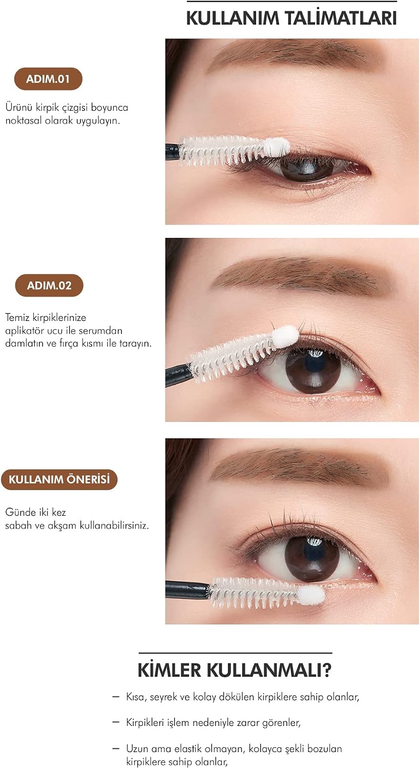 Dökülme Karşıtı Biotin-Kolajen-Pantenol İçerikli Besleyici Kirpik Bakım Serumu No Retouch Lash Serum