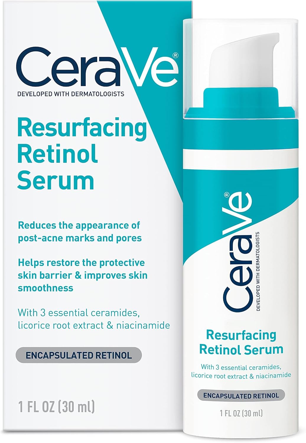 "Akne sonrası işaretler ve cilt dokusu için retinol serumu | Gözenek rafine etme, yeniden yüzey, retinol ile aydınlatıcı yüz serumu | 1 oz"