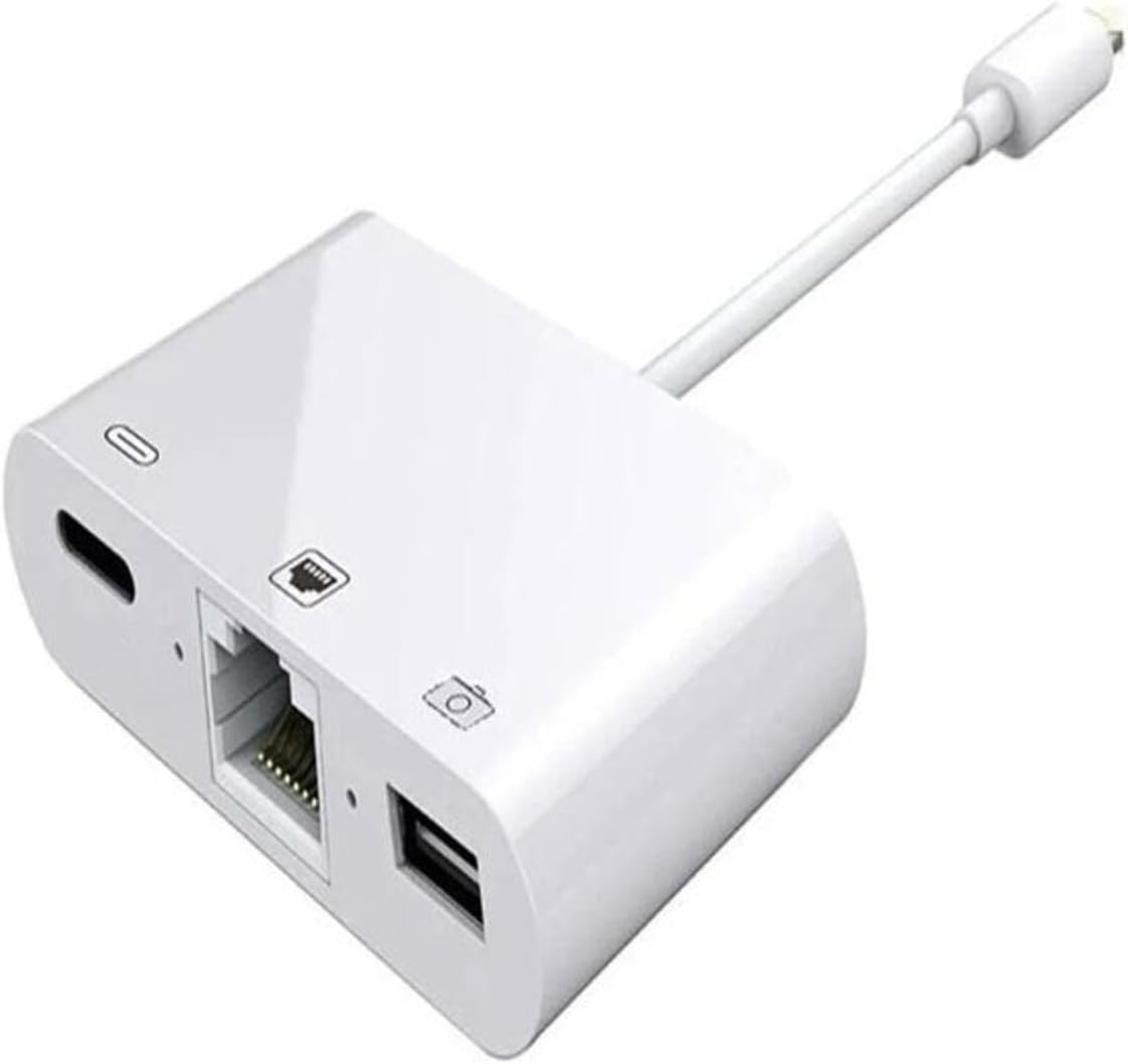 Iphone 7 8 X 11 11 Pro 12 13 13 14 Pro Max ile uyumlu ve Ipad Uyumlu Usb Ethernet Lightning Şarj Adaptörü 3in1
