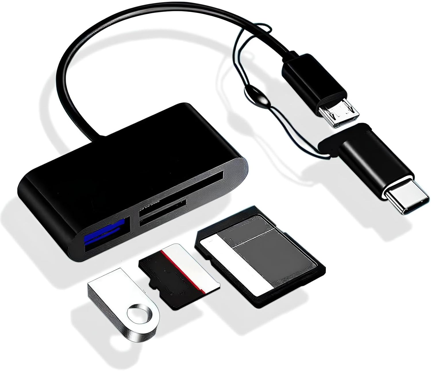 A5256 Type-C Micro Usb 3in1 Sd Micrsd Kart Okuyucu Otg Çevirici Kablosu x 2 Adet