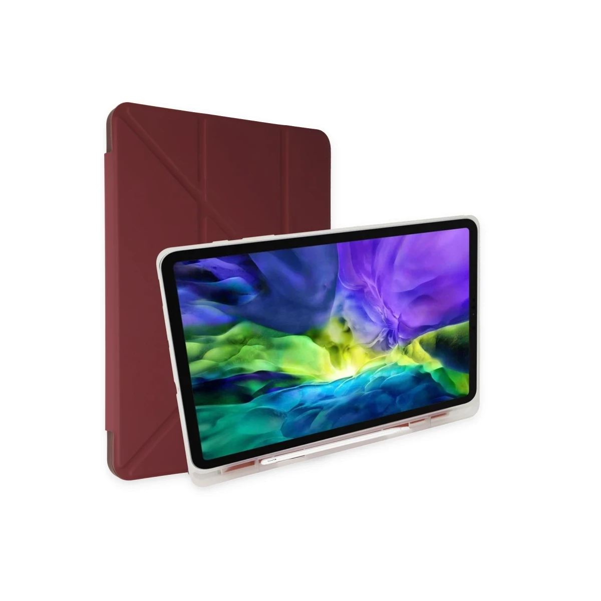 Apple iPad 10.2 (8.nesil) Kılıf Kalemlikli Mars Tablet Kılıfı - Mürdüm