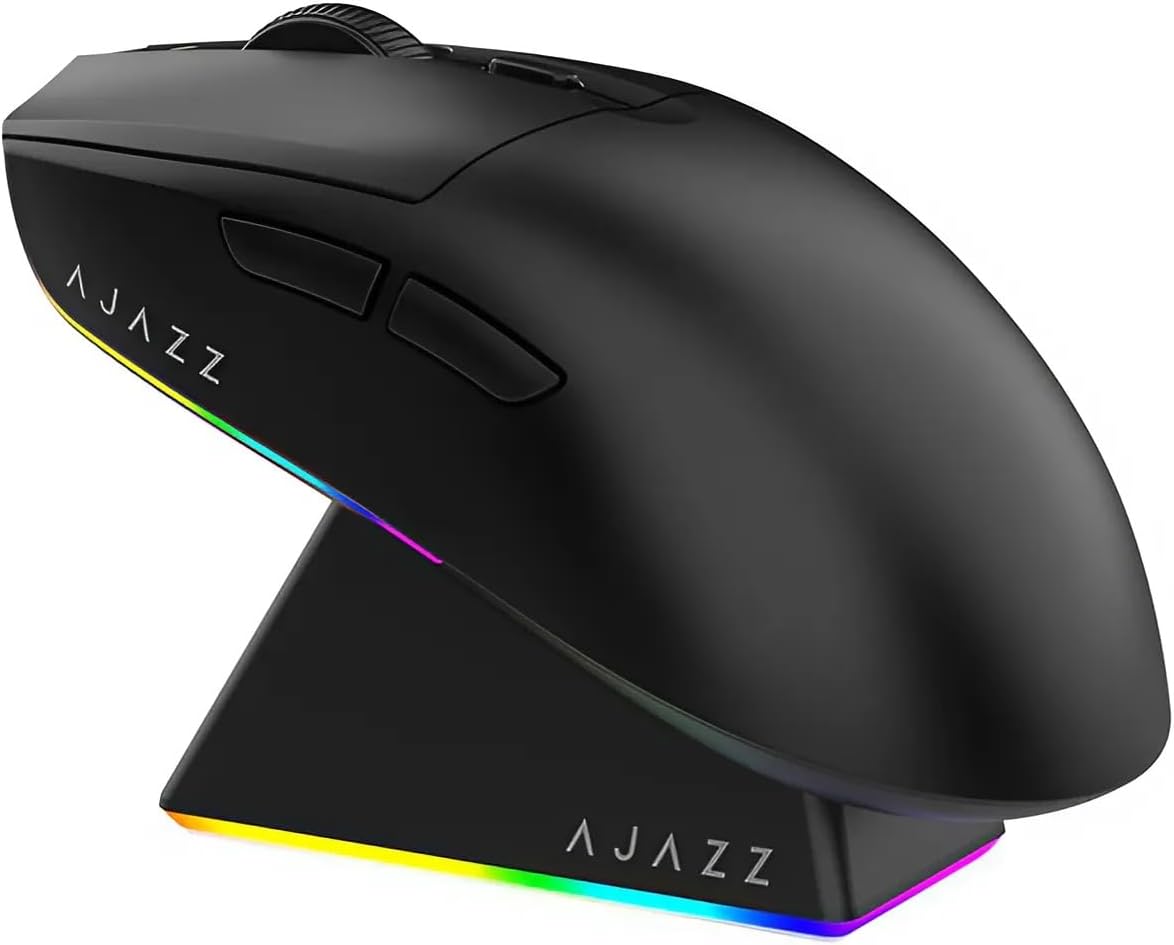 AJAZZ AJ139 V2 MC Mouse 3 Farklı Bağlantı Modu-RGB Manyetik Şarj İstasyonlu-PAW 3311 Sensör-500 mAh Batarya-66 Gram (Siyah)