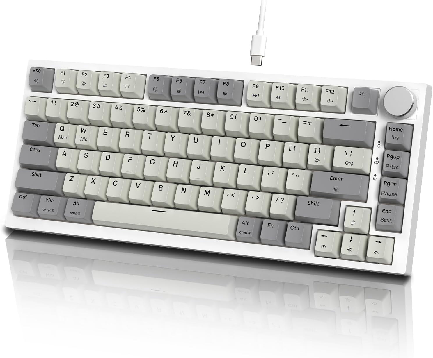 K85 Mekanik Klavye – 75% Kompakt Tasarım, Manyetik Anahtarlar, Ayarlanabilir Tepki Süresi, RGB Işık, Döner Kontrol Tuşu, DKS/MT/TGL Destekli, PC/Mac Uyumlu - Grey