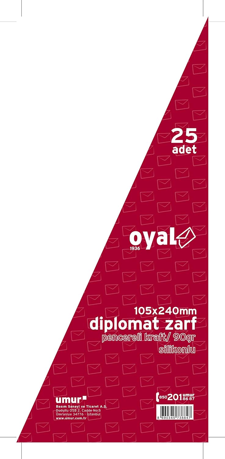 30005913 Diplomat Zarf, Pencereli Kraft, 25'li