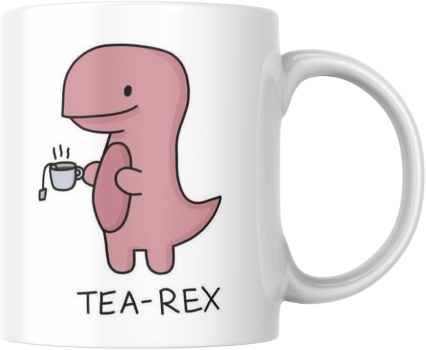 Dinozorlu Kupa Bardak Çaysever Komik Yazılı Hediyelik Çay Kahve Kupası Coffee Mug