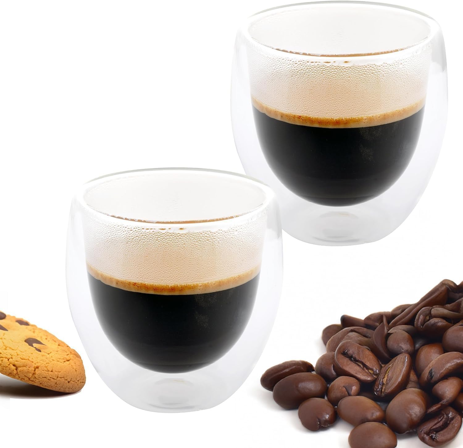 2 Adet Çift Cidarlı İki Katmanlı Borosilikat Cam Bardak, Yalıtımlı Cappuccino Latte Kahve Kupası, Şık ve Dayanıklı Tasarım, Isıya Dayanıklı,Termisil Kupa (300 Ml)
