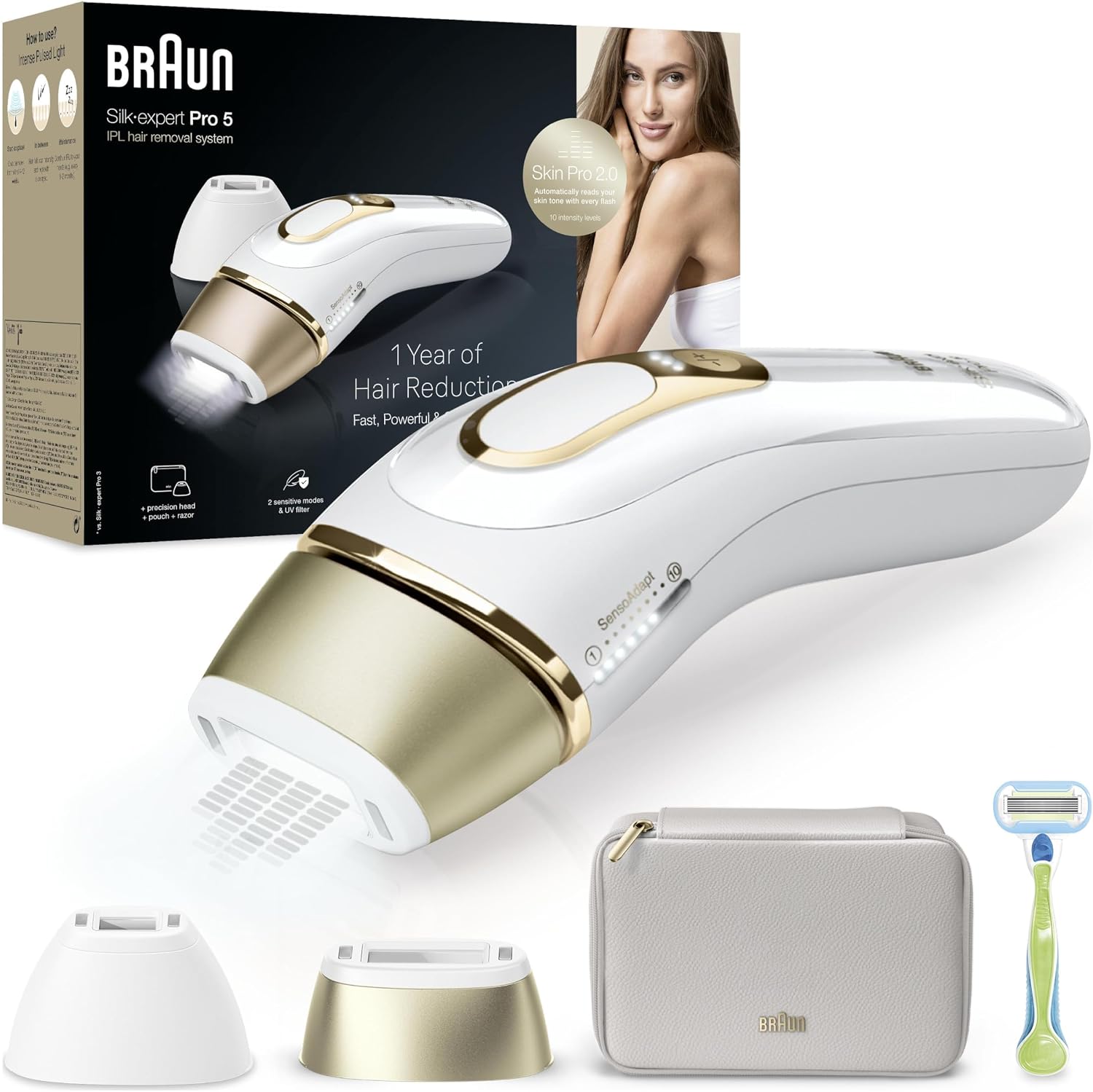 IPL Silk·expert Pro 5, Evde Tüy Alma, Çanta, Venus Tıraş Makinesi, 2 Başlık ile, PL5152