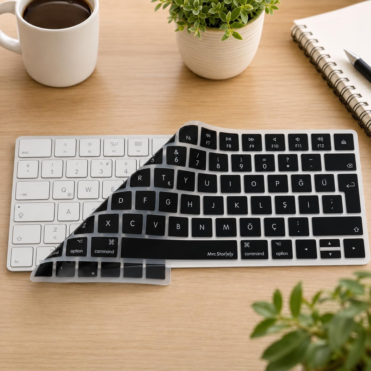 Apple Magic Keyboard 2 Uyumlu A1644 Klavye Koruyucu – Türkçe Q Silikon Kapak – Ultra İnce 0,3mm – Toz, Sıvı & Kir Koruma – Şeffaf/Siyah