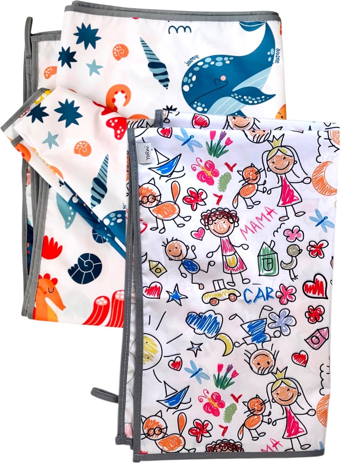 SeaWorld Family İkili Ekonomik Set Sıvı Geçirmez Alt Açma Örtüsü Bebek Bakım Örtüsü 65x80cm Büyük Boy%100 Polyester Askılı Çok Amaçlı