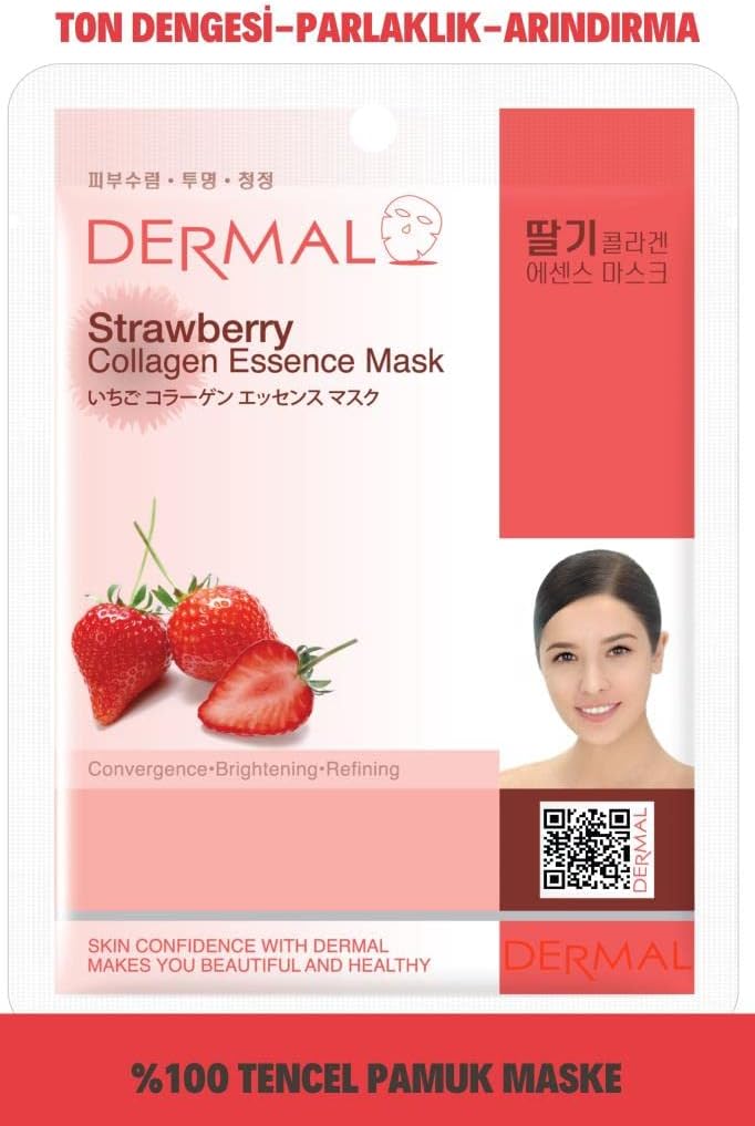 DERMAL Aydınlatıcı ve Arındırıcı Çilek Özlü Kolajen Maske 23gr