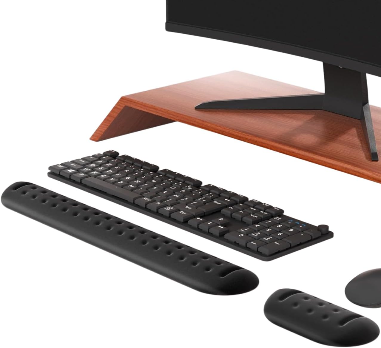 Klasse Gaming Klavye ve Mouse Bilek Destek Seti, ErgoPad, Kaymaz Tabanlı, Nefes Alan Kumaş, Ağrı Önleyici (Siyah Destek Seti)