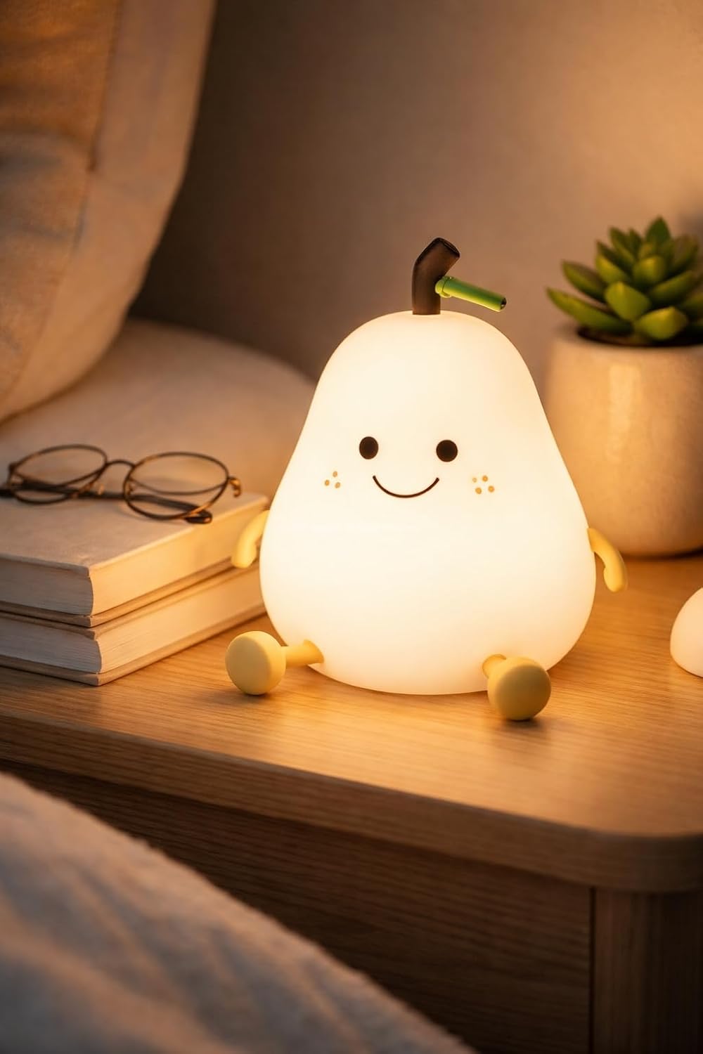 Hayvan Figürlü Gece Lambası, Silikon RGB Dokunmatik, Yumuşak Işık, Bebek Odası ve Çocuklar İçin, USB Şarjlı, Renkli Aydınlatma, Dekoratif Gece Lambası, Uyku Işığı (Armut)