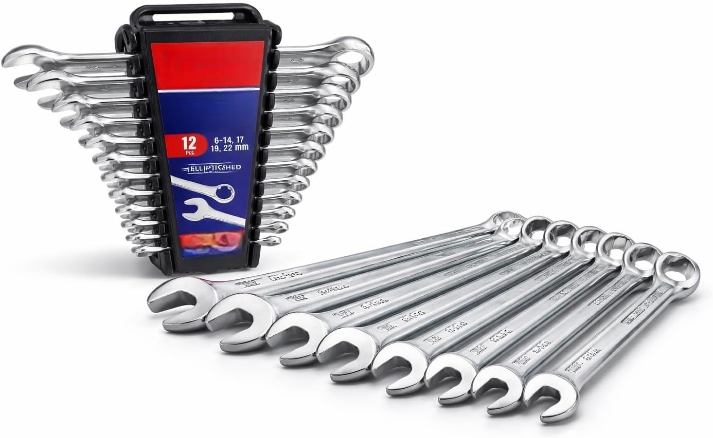 ® 12 Parça Kombine Anahtar Takımı | CR-V Chrome Vanadium Çelik | Açık Ağız & Yıldız Kombinasyon | 6-22 mm Profesyonel Set
