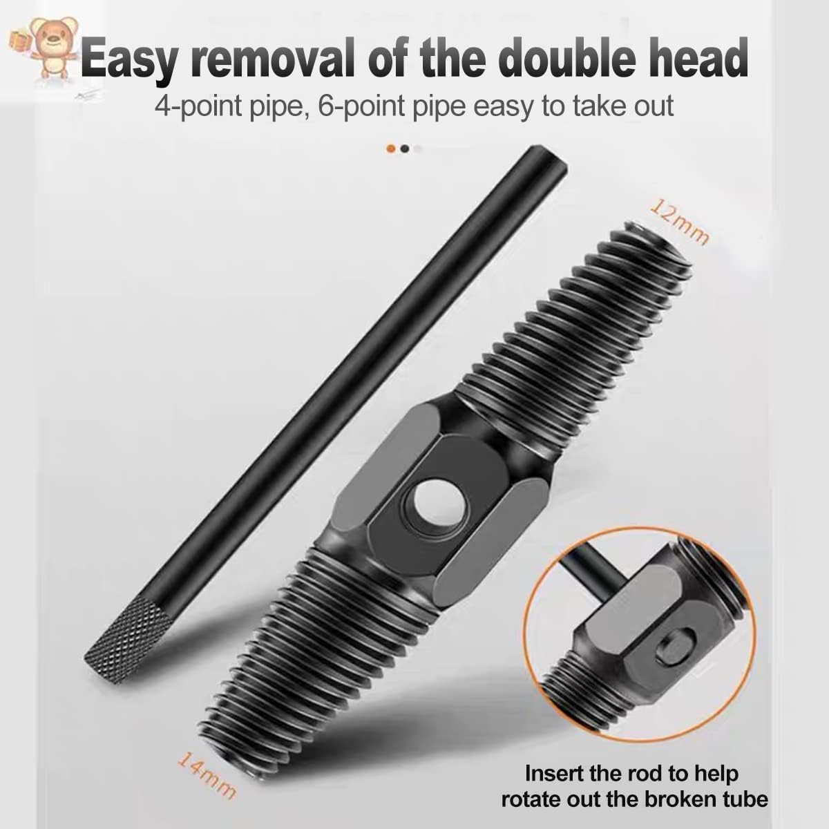 Ters Dişli Kılavuz Boru Sökme Aparatı – 1/2" ve 3/4" Hasarlı, Paslı Boru & Kırık Vida Çıkarıcı Spiral Seti, Metal Geri Sarma Anahtarı, İç Diş Temizleme ve Kılavuz Düzeltme Aleti