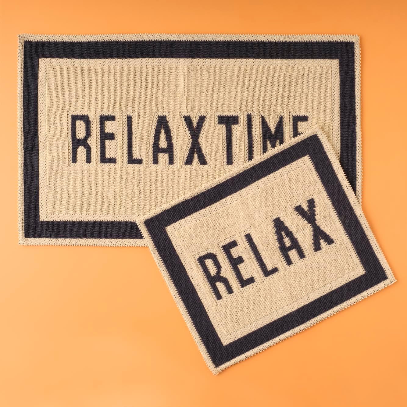 Relax Harf Baskılı%80 Pamuk%20 Polyester Paspas Takımı, Beyaz, 1 Adet 60x100 cm / 1 Adet 50x60 cm