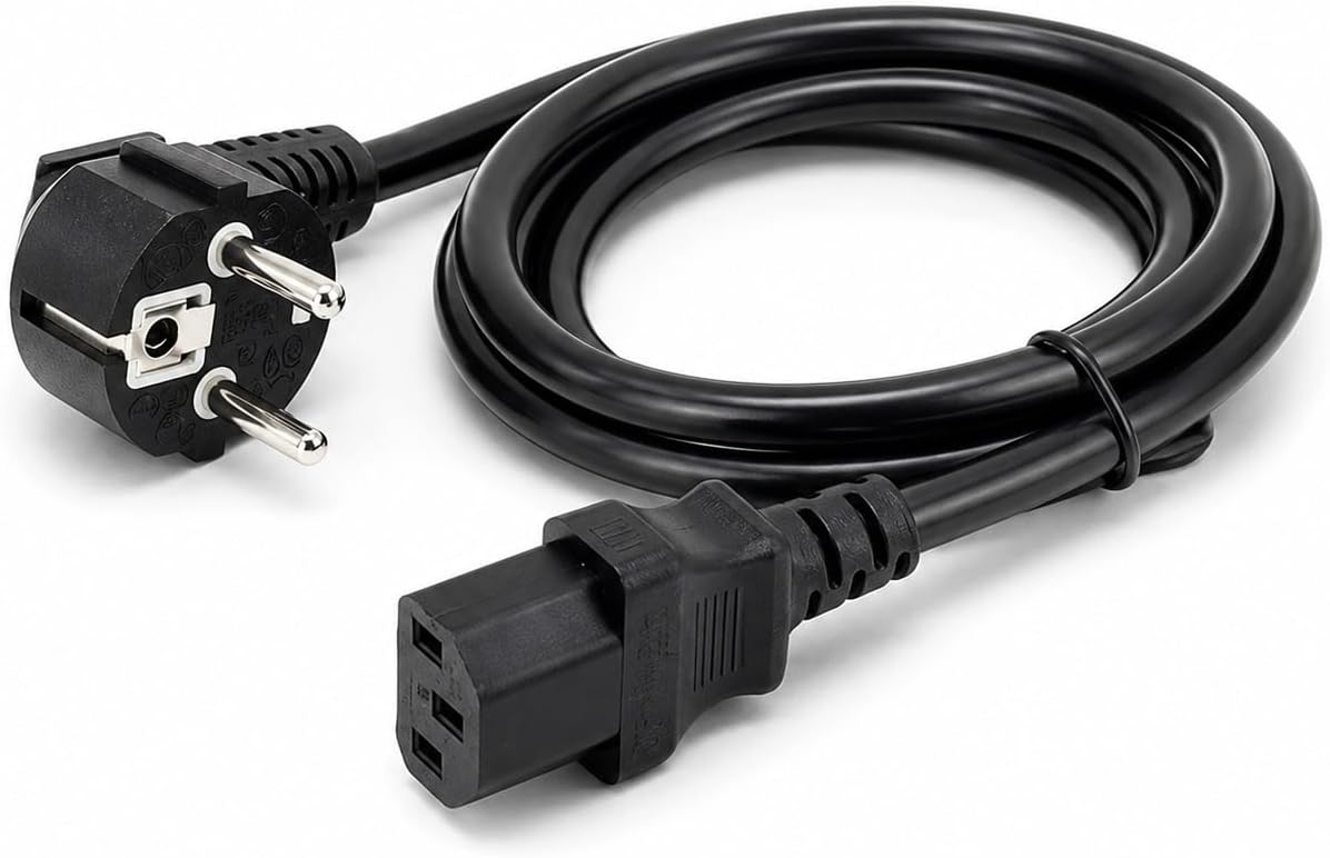 PrimeX PX-P418 1.5 Metre Lüks Power Kablosu, 3x1.5mm Kalın Full Bakır PSU Güç Kablosu, PC Power Supply Monitör Mining Sistemleri İçin Siyah Enerji Kablosu