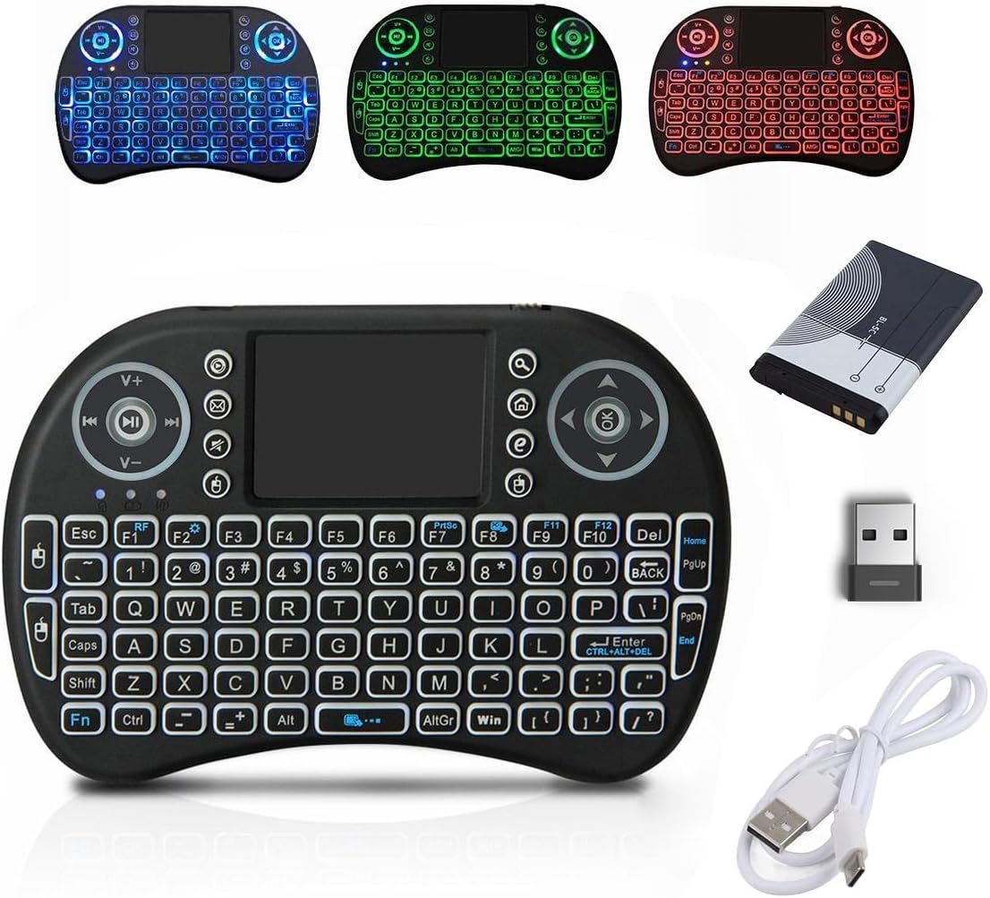 Cr46 Mini Kablosuz Klavye Mouse Seti Touchpad Lityum Pilli Işıklı Bluetooth 2.4G USB Smart Tv Bilgisayar