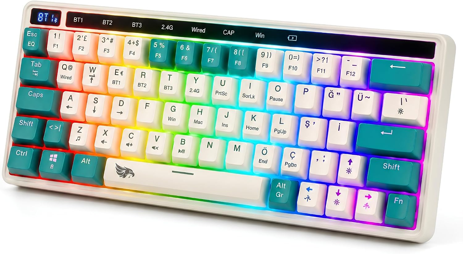 RGB Kablosuz Oyuncu Klavyesi 64 Tuş Tri-Mode Türkçe Q Gaming KB-01