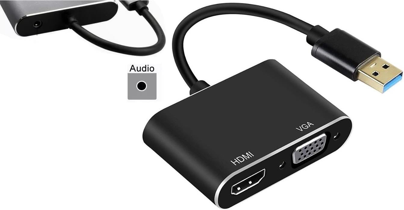 3349 Usb 3.0 To Hdmi Vga 3.5mm 1080P Monitör Genişletici Çevirici Dönüştürücü Adaptör Ekranı Genişletir Mevcut Monitörünüzle Çalışmanızı Yaparken. Diğer Ekranınızı Kullanabilirsiniz