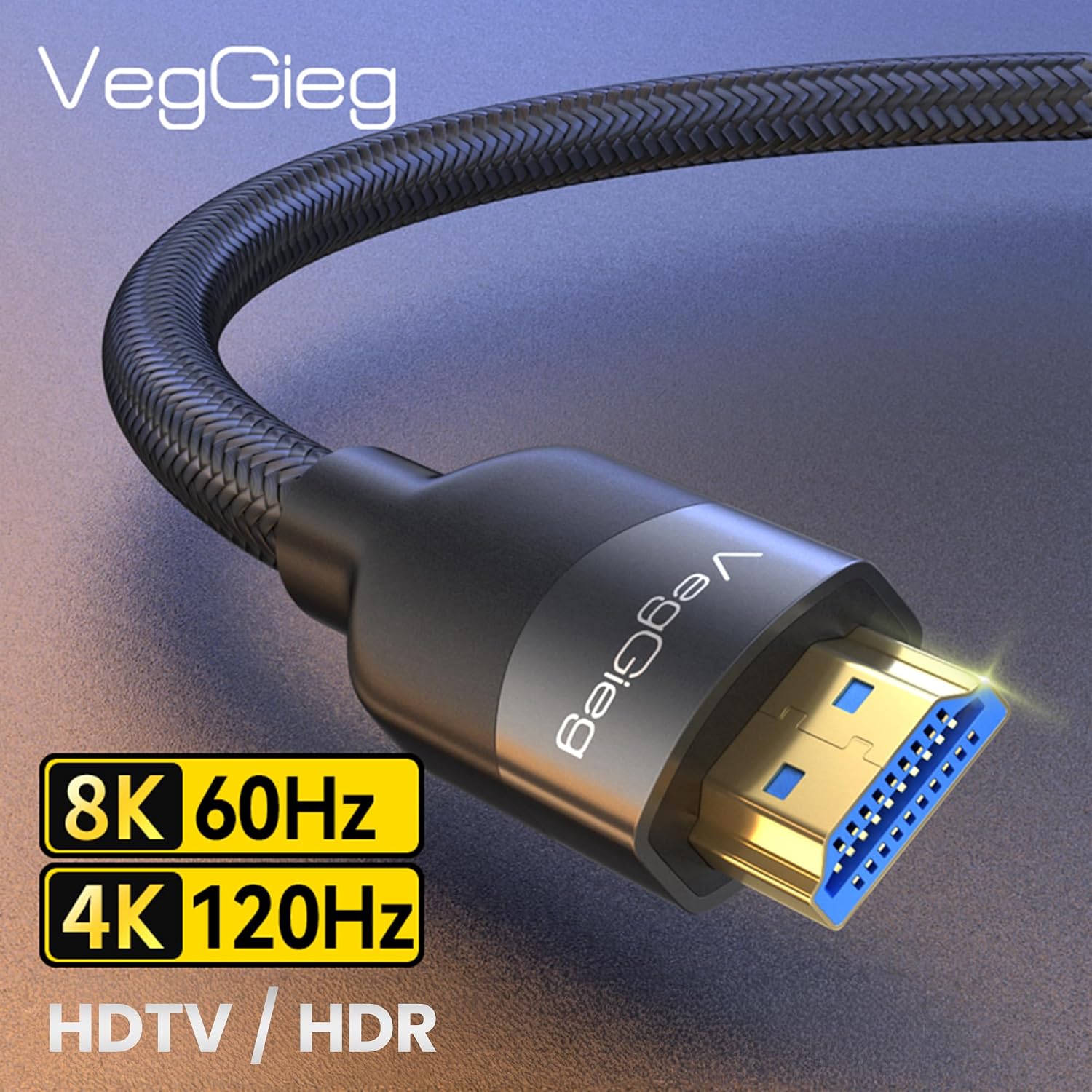 Premium 8K 60Hz 4K 120Hz HDCP ARC HDR Örgülü HDMI 2.1 Kablo 3 Metre