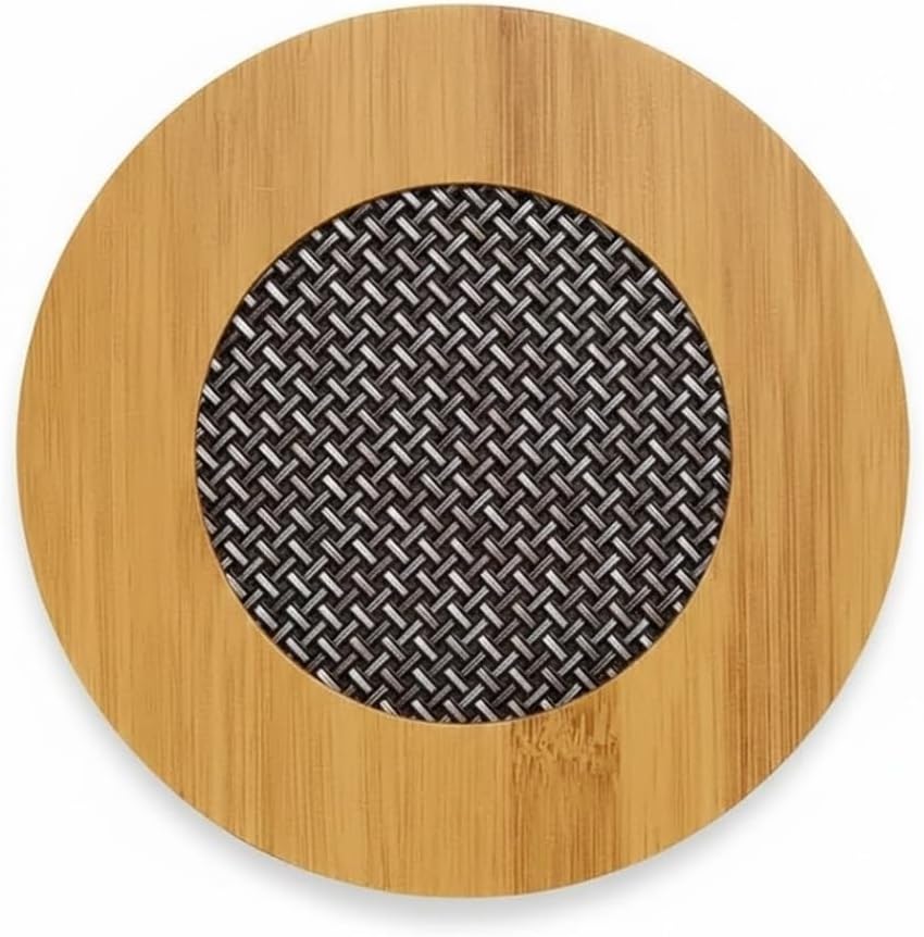 Yuvarlak Bambu Nihale – Metal Fileli, Isıya Dayanıklı Tencere ve Çaydanlık Altlığı (16,5 x 16,5 cm)