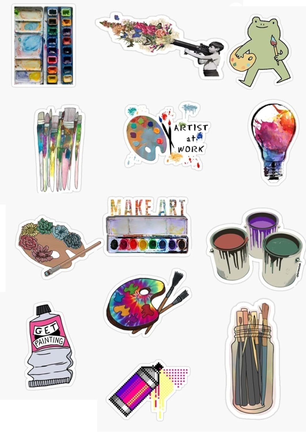 Sanat - Ressam -Resim - Çizim - Boyamak Tasarımlı Sticker Seti