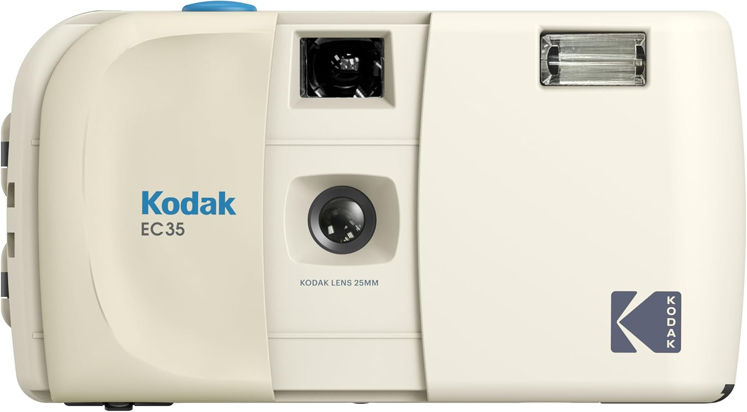 KODAK EC35 35 mm Film Kamera, Yeniden Kullanılabilir, Odaklanmaz, Dahili Flaş, Slayt Kapağı, Başlangıç Dostu (Film ve AA Pil Dahil Değildir) (Tek, Vanilya Beyaz)