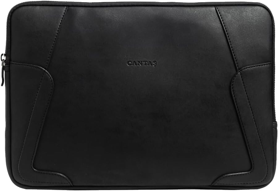 Premium Laptop Kılıfı, 13-14 inç, Su Geçirmez Suni Deri, 35x25x2.5 cm, Modern Tasarım, Siyah, Fermuarlı, İş ve Günlük Kullanım İçin