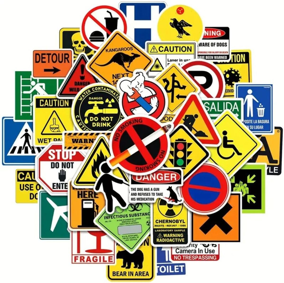 50 Adet Uyarı Levha Sticker Seti