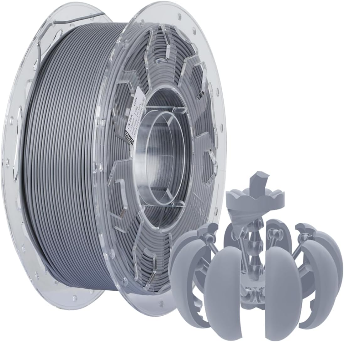 CR-PLA Filament, 1.75mm 3D Yazıcı Filamenti, 1.0kg (2.2lbs) Makara, Çözgü Arttırılmış Tokluk Yok, Boyutsal Doğruluk ± 0.03mm Baskı Filamenti, FDM 3D Yazıcılar için Uygun (Gri)