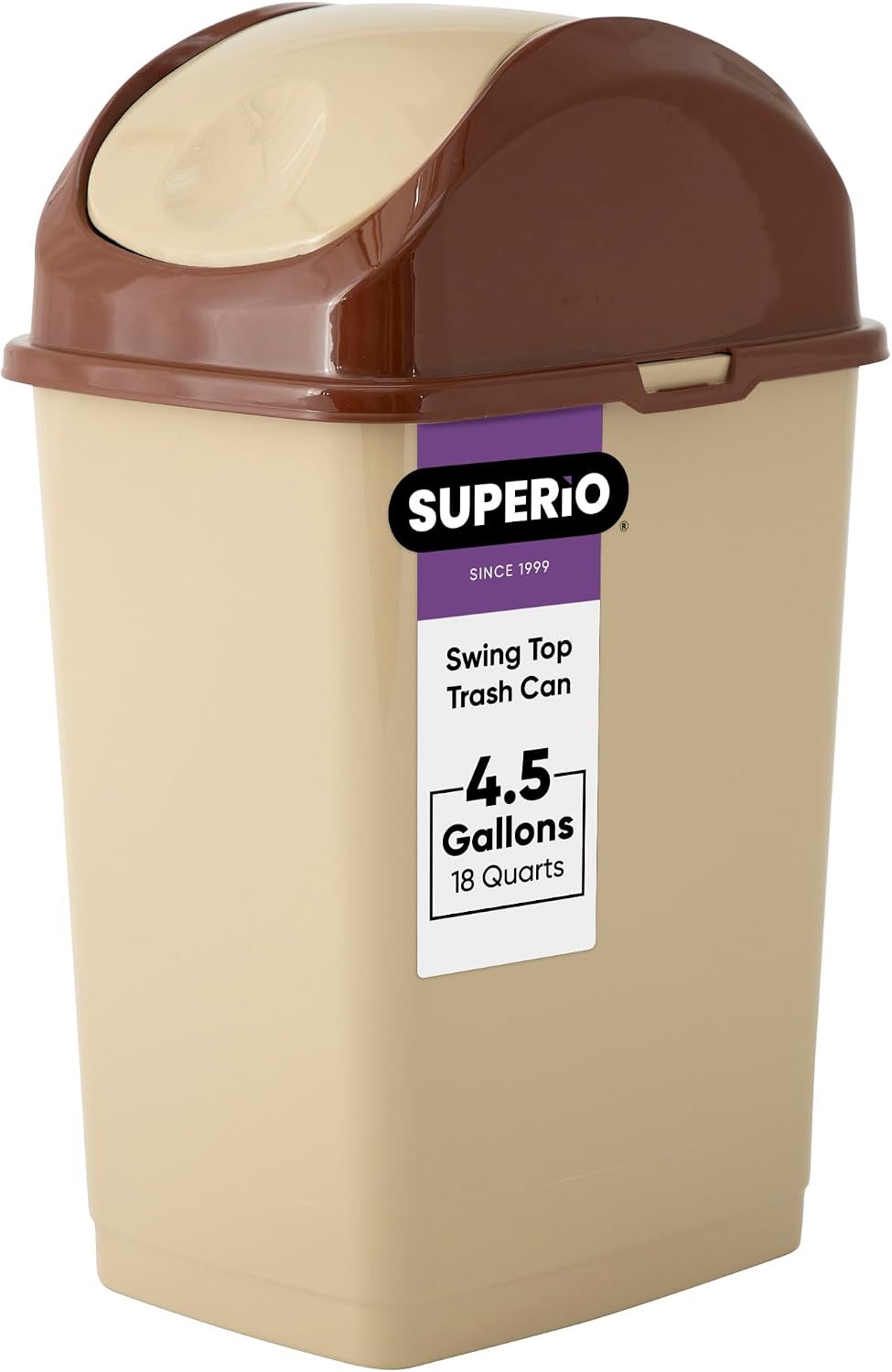 Kapaklı Orta Boy Çöp Kovası 4,5 Galon Plastik Salıncak Üst Çöp Kovası Lavabo/Dolap Altı, Çamaşır Odası, Mutfak, Ofis, Yatak Odası, Banyo, Üniversite Yurdu, 18 Qt, Bej