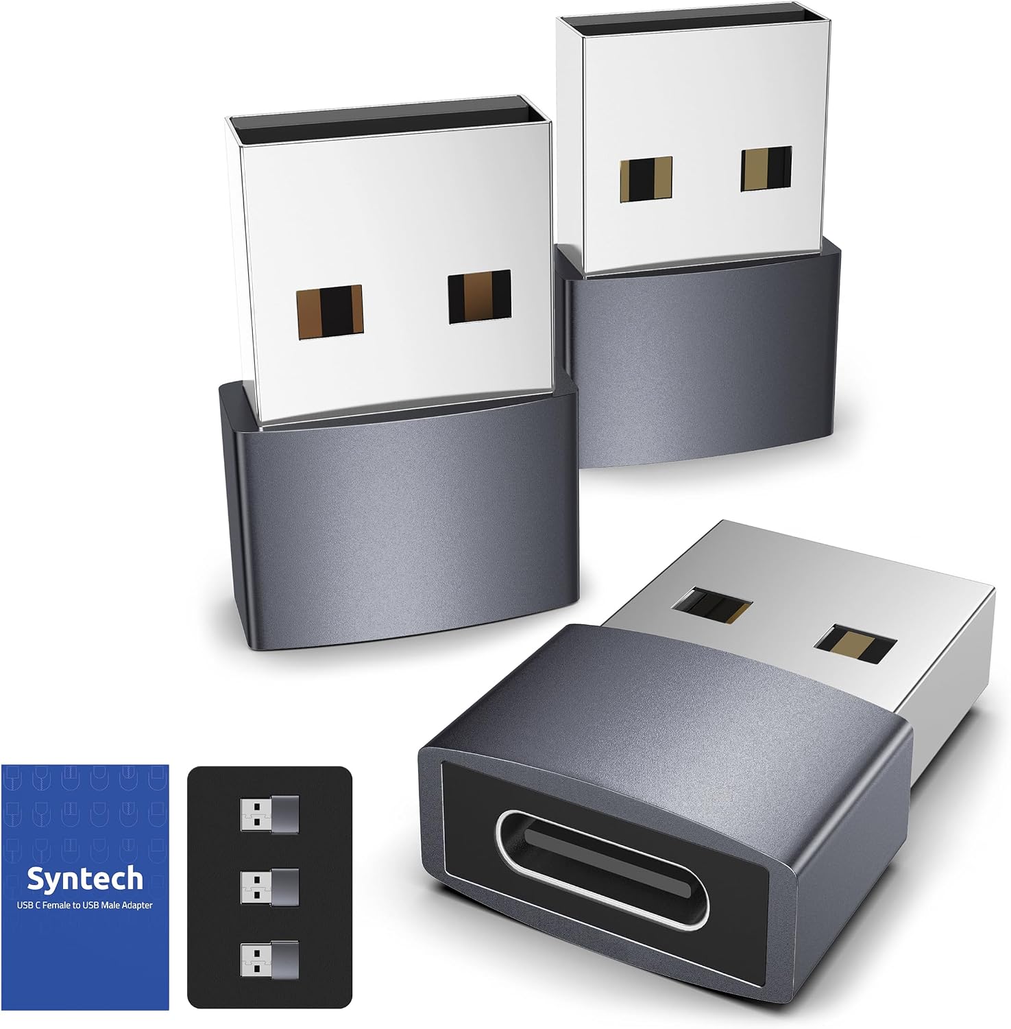 USB C Kadın - USB Erkek Adaptör 3'lü Paket [Seyahat Olması Gerekenler, Alüminyum] USB C - USB Adaptörü, Tip C Şarj Kablosu Güç Dönüştürücü iPhone 15 Apple Watch AirPods CarPlay vb. ile
