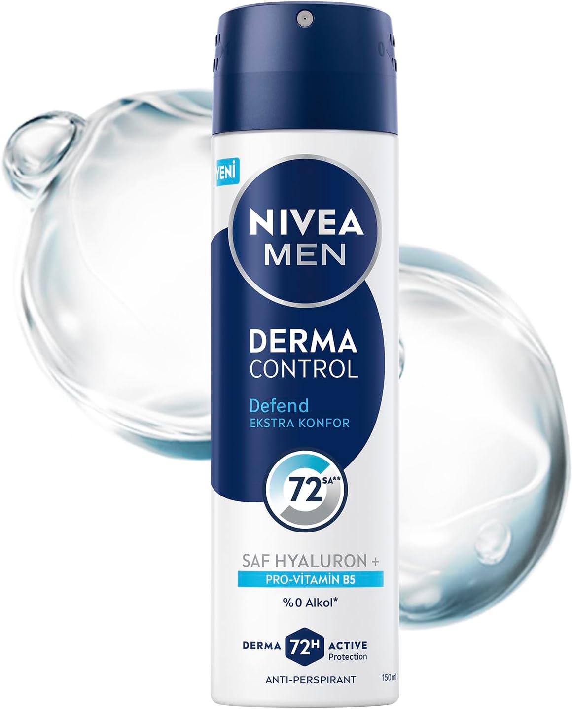 MEN Erkek Sprey Deodorant Derma Control Defend 150 ml, 72 Saat Anti Perspirant Koruma, Tahrişe Karşı Koruma,Hyaluronik Asit, Pro Vitamin B5,Alkolsüz Formül