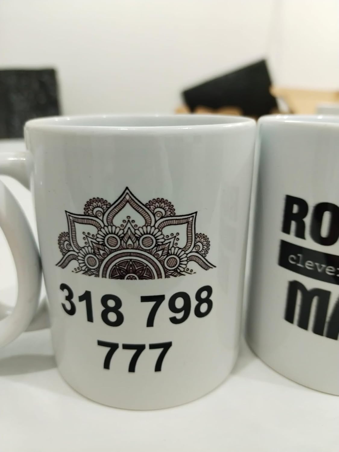 Mandala Tasarım Kupa - Geometrik Çiçek Motifli Seramik Bardak Meditasyon Hediyesi 325ml