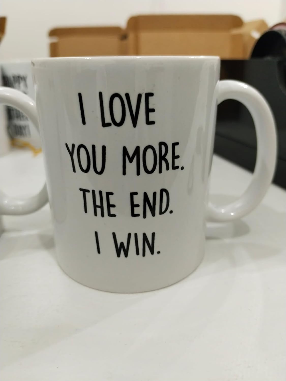 I Love You More The End I Win Kupa - Romantik Komik Seramik Bardak Çift Hediyesi 325ml