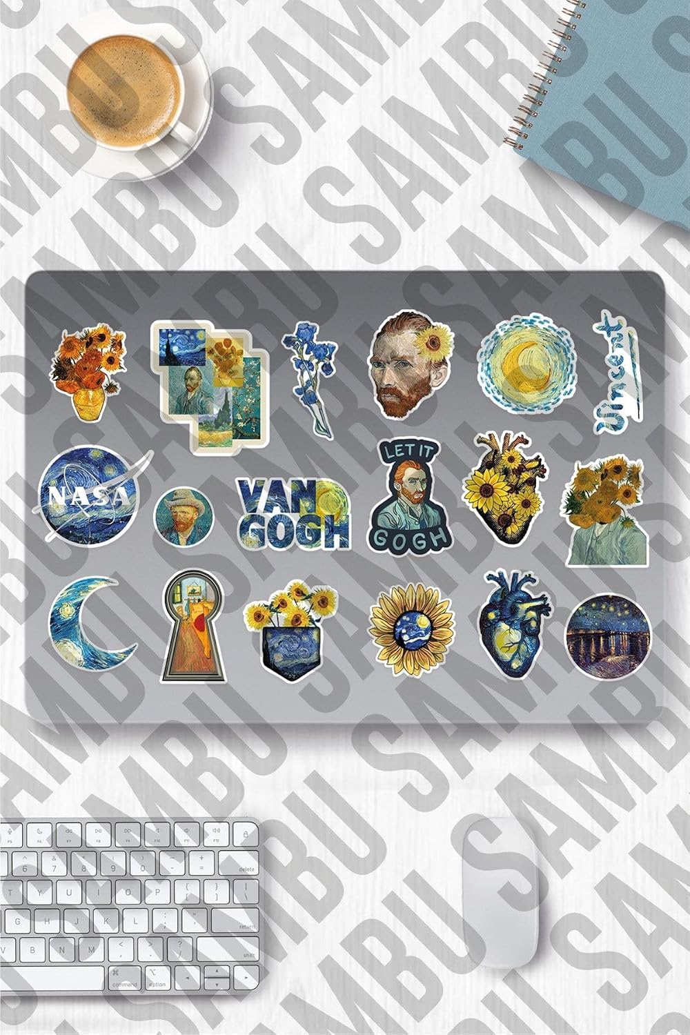 Van Gogh Temalı Sticker Etiket Seti - Laptop Notebook Telefon