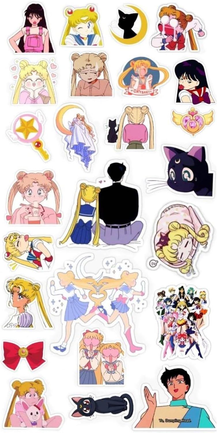 Sailor Moon Sticker Laptop Tablet Telefon Ajanda Bullet Journal Motor Sticker Suya Dayanıklı