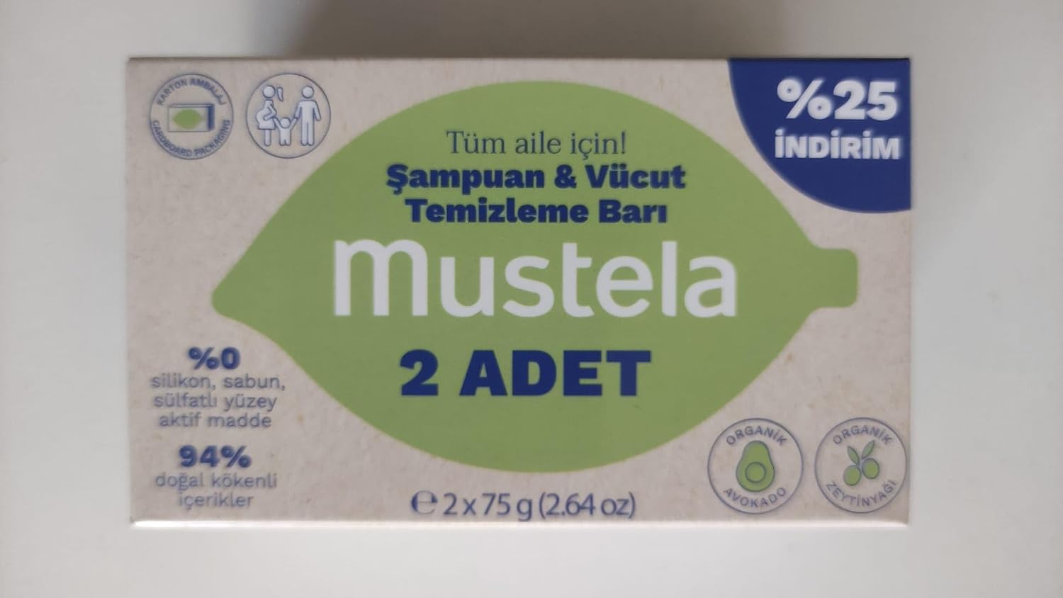 Yenidoğan ve Bebek Katı Şampuan & Vücut Temizleme Barı (2 x 75 g Avantajlı Paket)