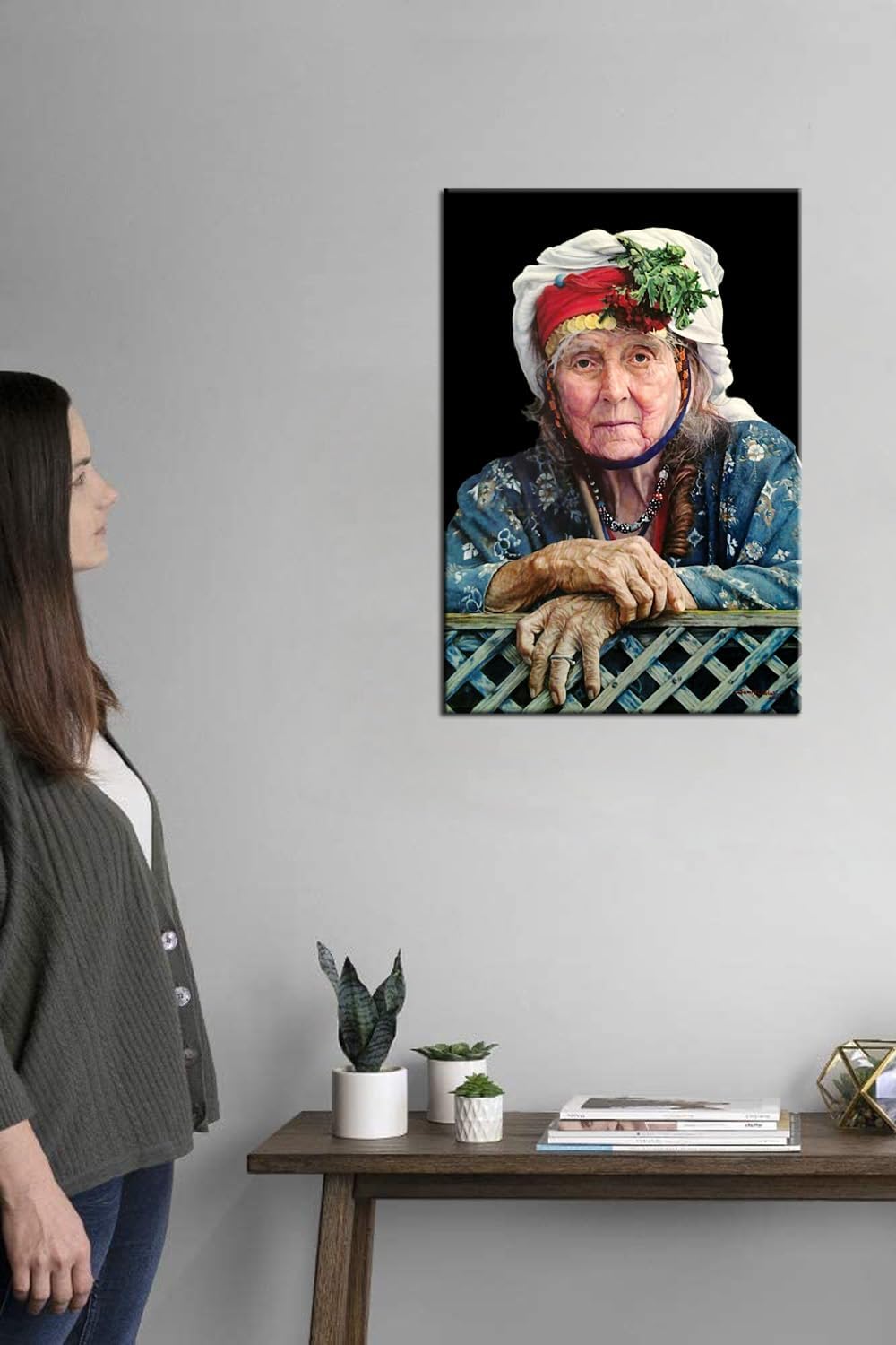 Talya Tablo Yaşlı Kadın Portre Kanvas Tablo 50x35 no-5441