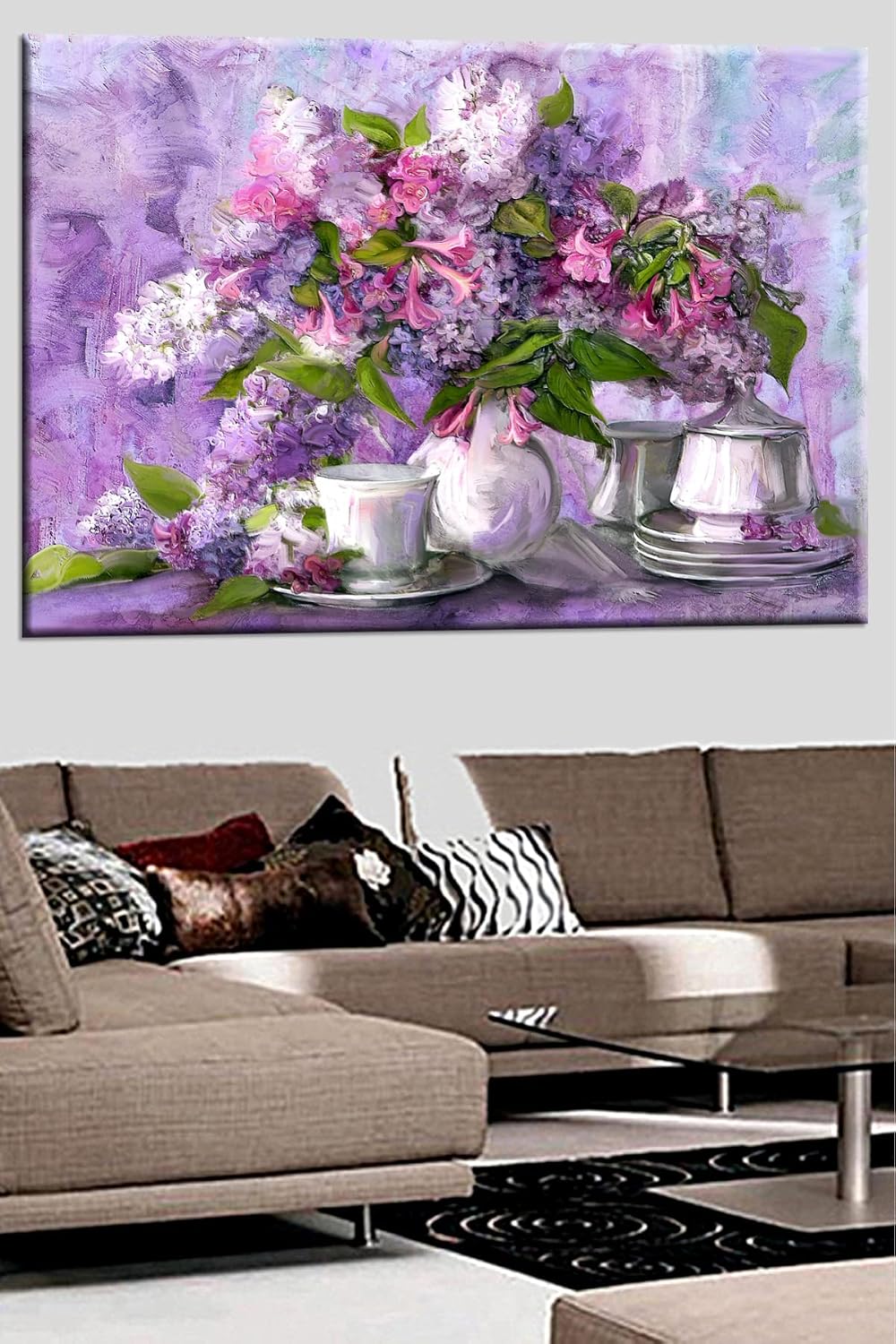 Talya Tablo Mor Çiçekler Sümbül. 50x35 cm. Zengin içerik için mağazamızı ziyaret ediniz.. 50 x 35 no-9261