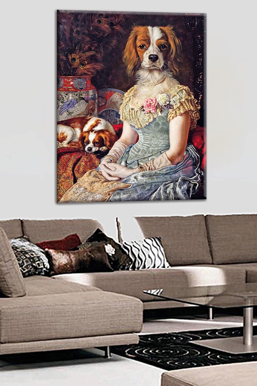 Talya Tablo Elbise Giyen Köpek Kanvas Tablo 50x35 no-3009