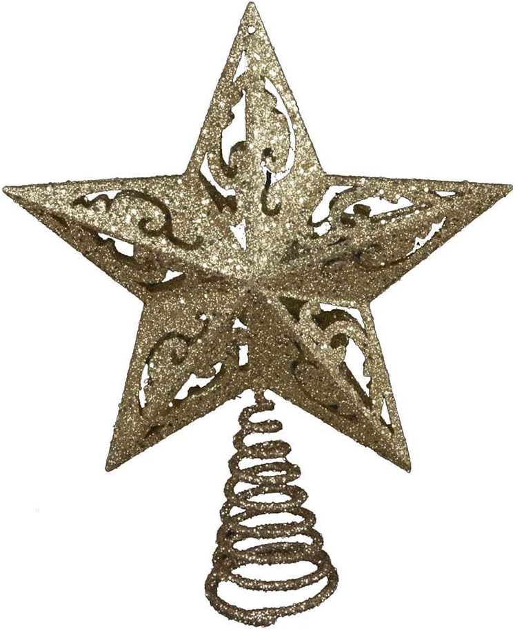 Kurt Adler Noel ağacı tepe süsü, 5-Zackiger yıldız altın renkli Glitzerverzierung (20,32 cm)