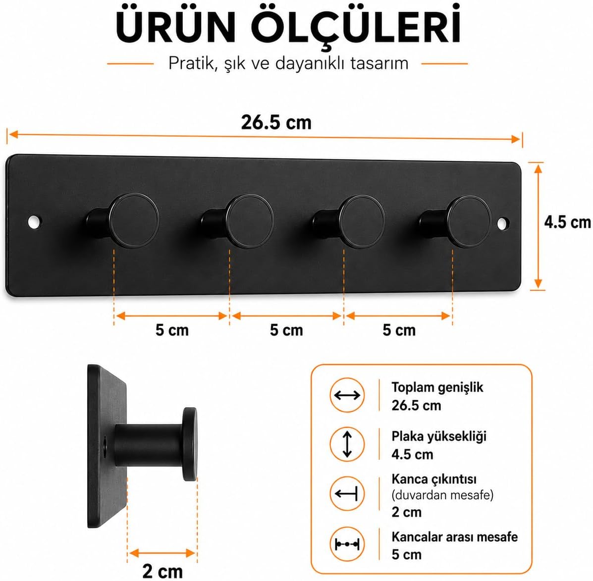 Tekli Yapışkanlı Metal Siyah Askı, Delmeden Duvara Monte Havlu Askısı, Çanta Askısı, Mutfak Banyo Askısı, Paslanmaz Yapışkanlı Duvar Askısı, Modern Kare Tabanlı Askı Aparatı