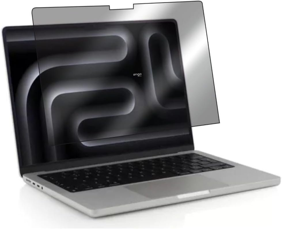 Apple Macbook Pro M4 14.2 İnç İle Uyumlu Hayalet Ekran Koruyucu Notebook, Yandan Görünmeyen Anti-Spy Gizlilik (Privacy) Laptop Koruması, 9h Temperli Nano Kırılmaz Esnek Cam, Parlama Önleyici