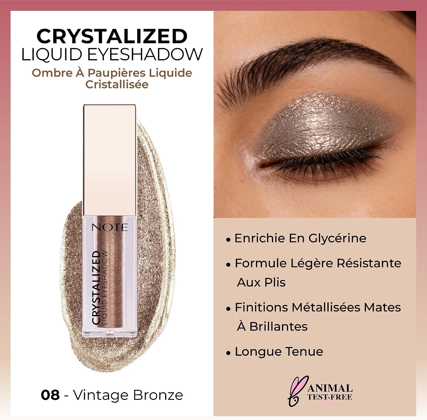 Cosmetics Crystalized Liquid Eyeshadow Likit Metalik Göz Farı, 08 Vintage Bronze
