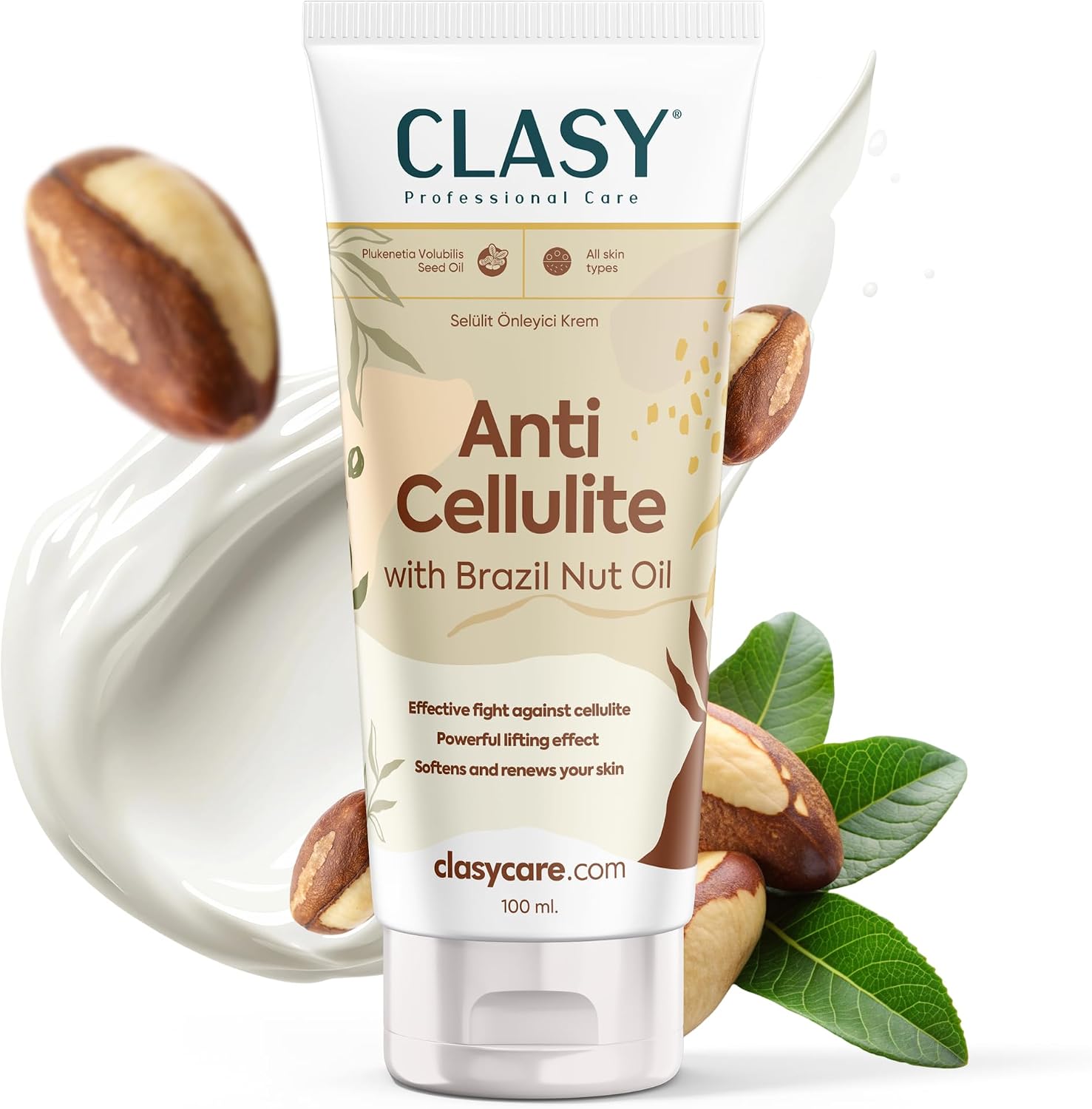 Selülite Karşı Mükemmel Koruma - Brezilya Fındığı Yağlı Anti Selülit Kremi | Bacak, Basen ve Kalça Sıkılaştırıcı Krem | Dermatolojik Olarak Test Edilmiştir, 100 ml