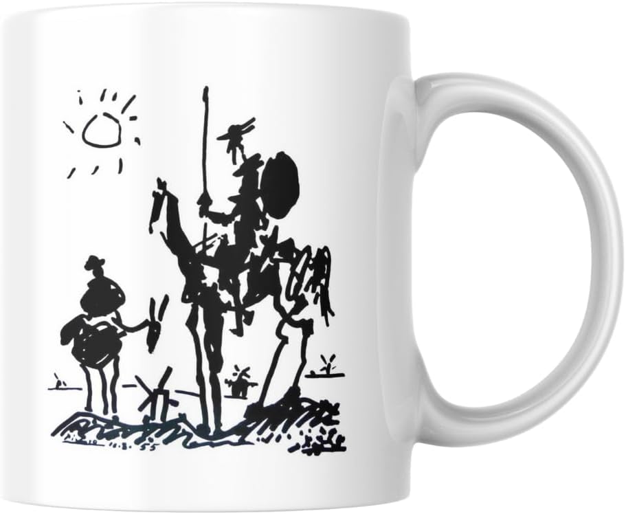 Don Kişot Kupa Bardak Coffee Mug Beyaz Kulplu Seramik Kupa