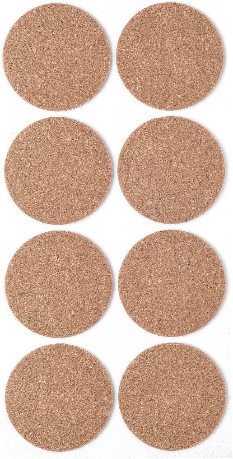 Kahverengi 8 Adet Yapışkanlı Sandalye, Masa, Koltuk Altı Parke Koruma Keçesi, Yuvarlak, 5,5 Cm