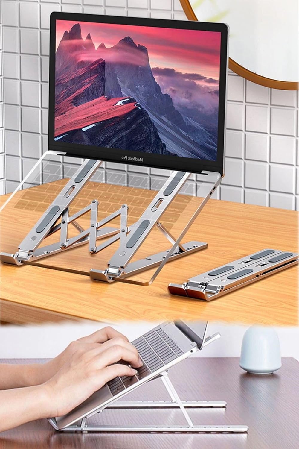Dizüstü Laptop Yükseltici Alüminyum Stand, Tek Beden, CHRMK12967, Gümüş, Erkek
