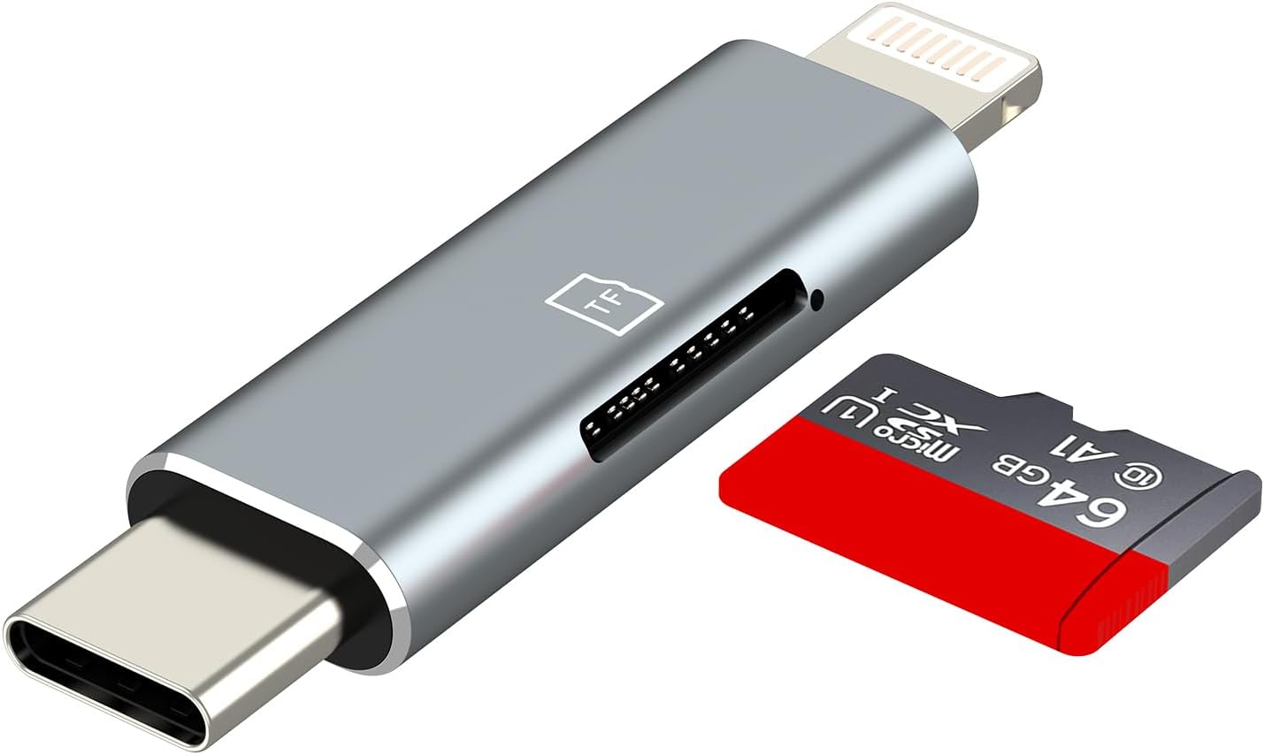 USB C yıldırım mikro SD kart okuyucu (2in1) iPhone16 15 14 Pro Apple adaptörü için dijital kamera TF bellek fotoğraf depolama transferi iPad için uyumlu Samsung C tipi kompakt aksesuarlar Android